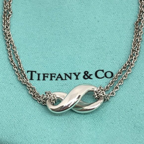 Tiffany & Co. Sterling Silver 925 Elsa Peretti Infinity Pendent Double Necklace - Picture 1 of 5
